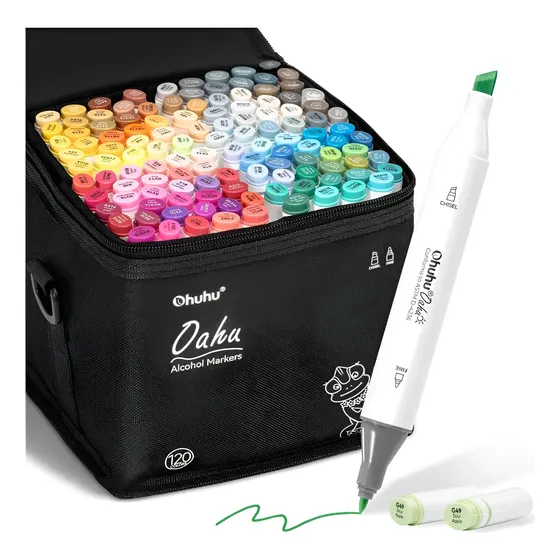 Marcadores Al Alcohol Ohuhu Oahu 120 Doble Punta 120 Colores