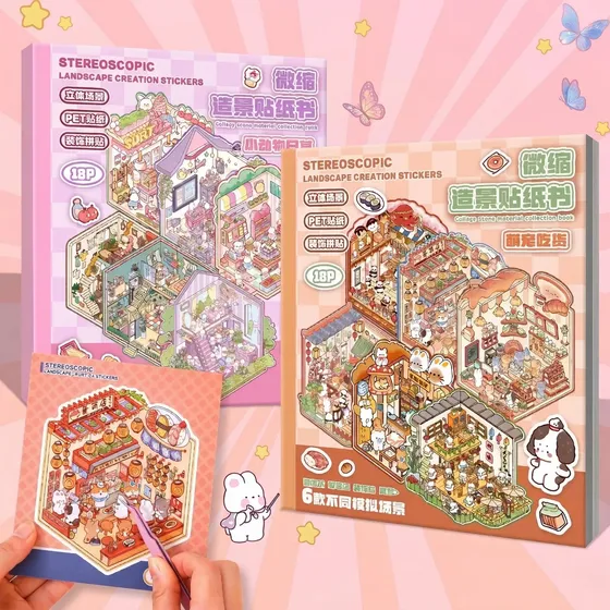 Combo 2 Libros Stickers Con Pinzas De Regalo 3d Diy
