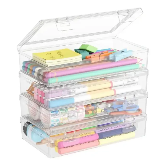 Caja De Almacenamiento Transparente De Papelería De 4