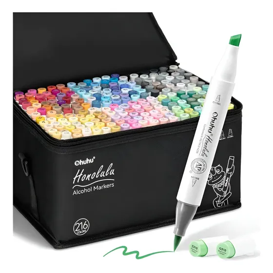 Rotuladores De Alcohol Ohuhu Honolulu, 216 Colores, Puntas D