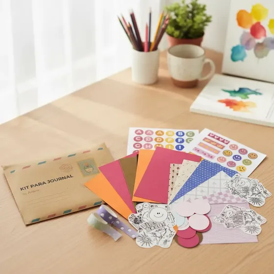 Journal Kit Para Cuaderno Papeleria Con Stickers Y Cintas