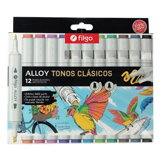 Marcadores Filgo Alloy Doble Punta Tonos X 12 Unidades Color Clásicos