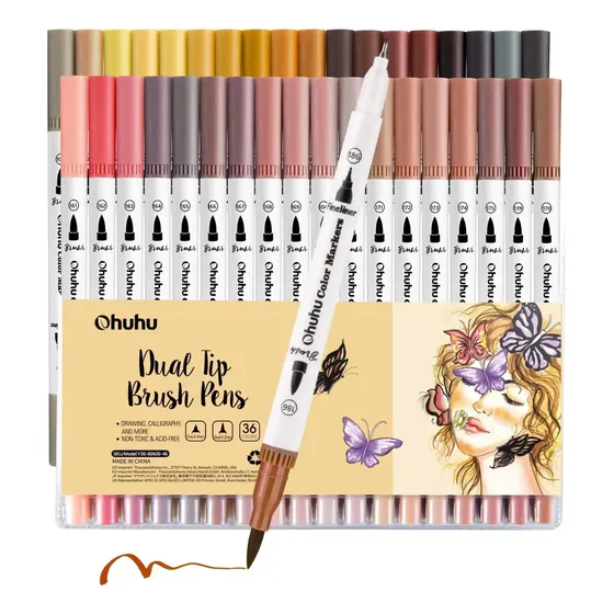Rotuladores Para Tonos De Piel Ohuhu, 36 Colores, Brocha Y P