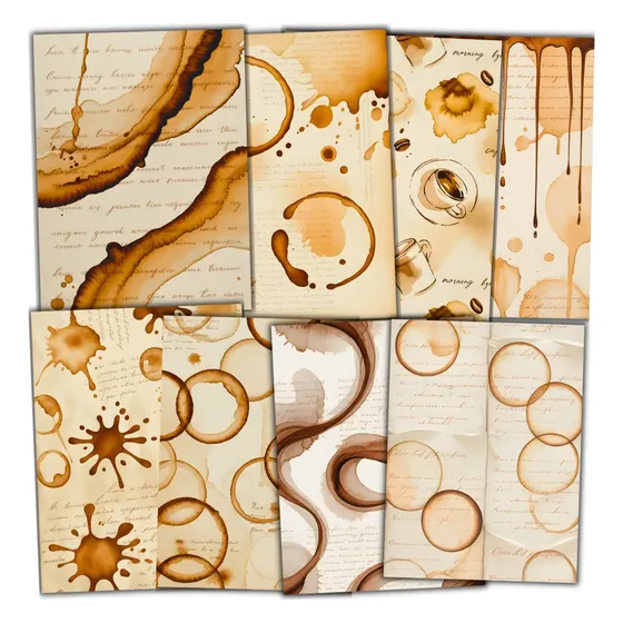 Papeles Vintage Para Scrapbook Journaling Envolver Cafe X8