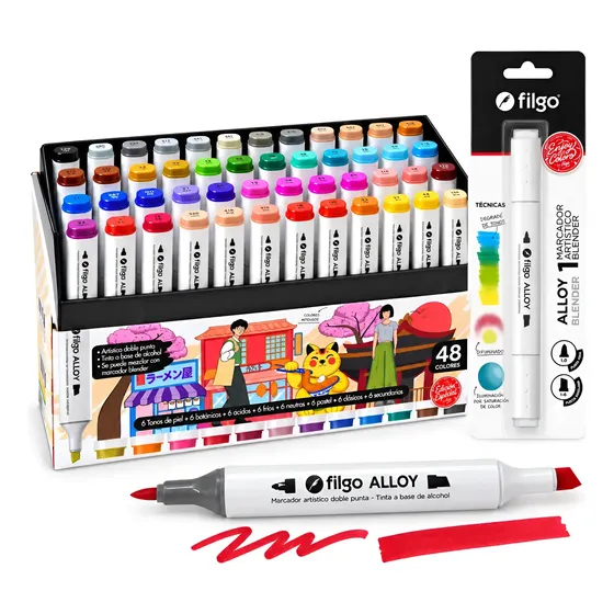 Marcadores Doble Punta Artisticos Filgo Alloy X48 Set Caja