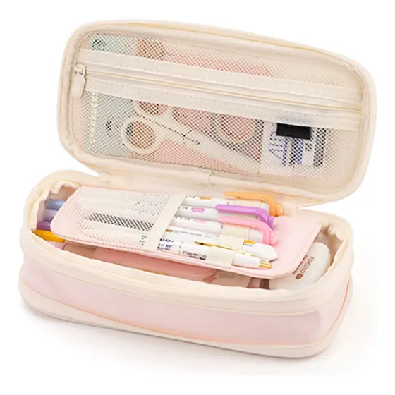 Estuche Rosa Para Lápices De Gran Capacidad Para Papelería E
