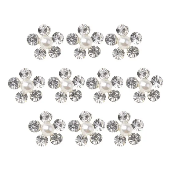 Botones Con Diamantes De Metal Plateado De 11 Mm, 10 Unidade