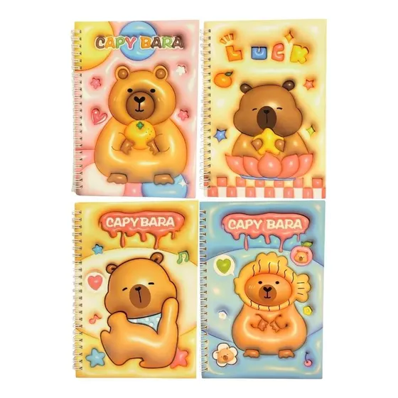 Pack 12 Cuadernos Anillado Libreta Capybara 60 Hojas Rayadas
