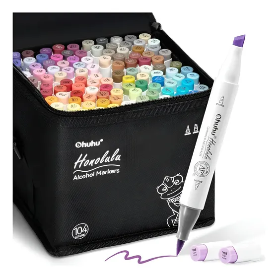 Marcadores Ohuhu Honolulu 104 Colores Doble Punta