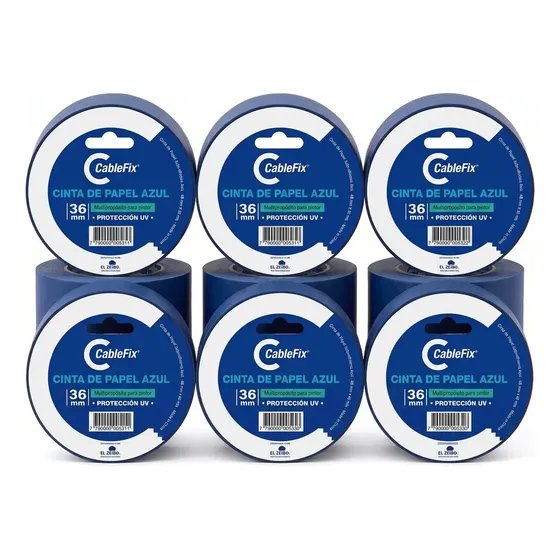 Cinta De Papel Enmascarar Azul P/pintor 36mm X 40m Pack X6u