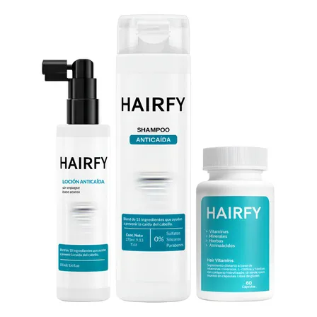 Combo Anticaída Hombres Hairfy - Loción, Shampoo Y Vitaminas