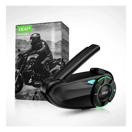 Ejeas Q8 Intercomunicador Moto Bluetooth 1200mts 6 Piloto Color Negro