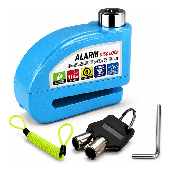 Traba Disco Con Alarma Cable Recordatorio Candado Motos Bici
