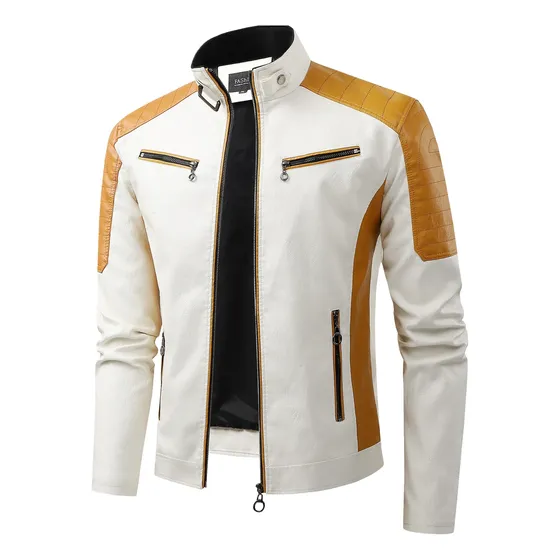 Chaqueta De Piel Sintética Fina De Moto A La Moda Casual Para Hombre
