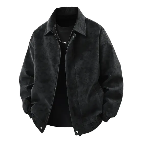 Chaqueta Motera Retro Con Cuello Alto Para Hombre, Transición De Principios De Primavera