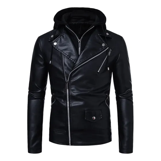 Chaqueta De Cuero Pu Con Cremallera Lateral Estilo Casual D