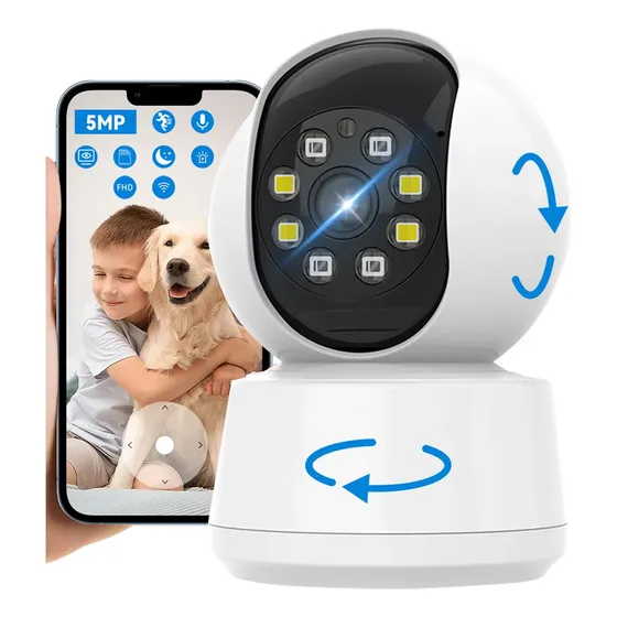 Cámara De Seguridad Wifi 360° Con Visión Nocturna Y Audio Blanco