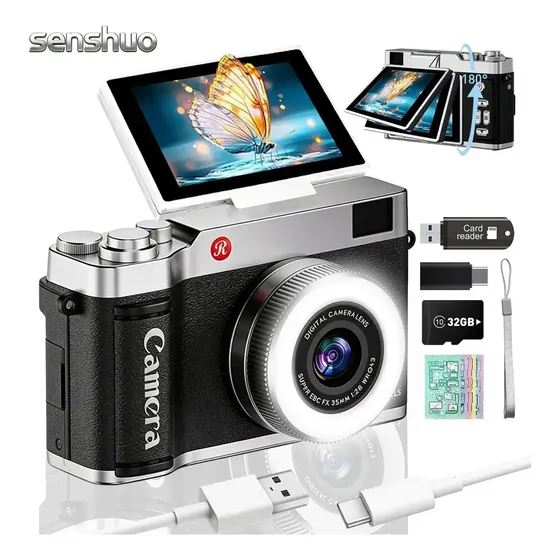 Cámara Digital Senshuo I5-46 48mp Full Hd Con Pantalla Girat Negro
