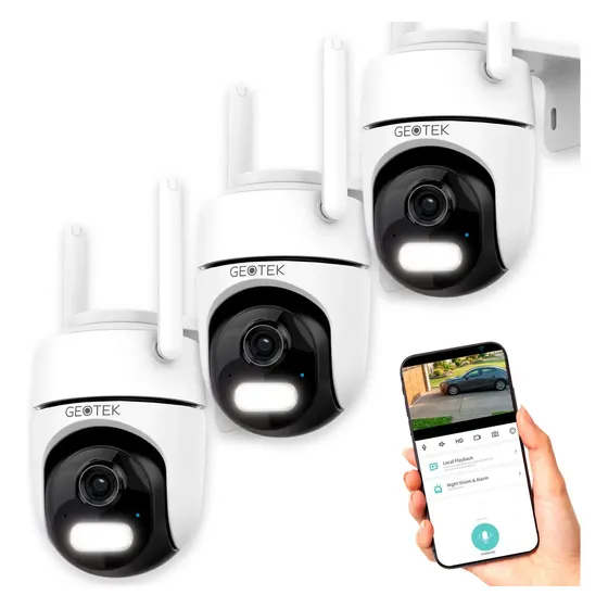 Kit 3 Camaras Seguridad 2mp Wifi Domo Vision Nocturna Fullhd Blanco