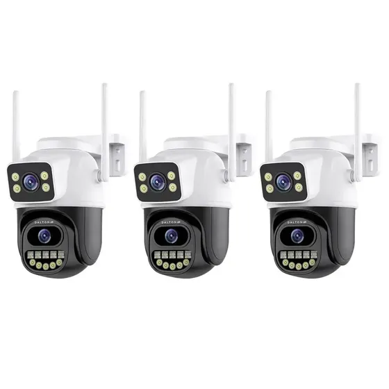 3 Cámaras De Seguridad Dalton Doble Exterior / Interior Leds 4k Blanca Y Negra Da-cam07