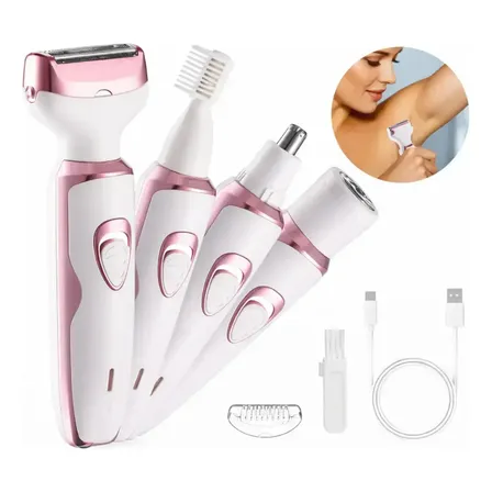 Depiladora 4 En 1 Corporal Y Facial Afeitadora Recargable Blanco
