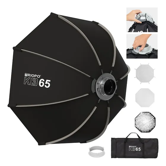 Triopo K3-65 Octagonal Softbox With Bowens Mount + Grid