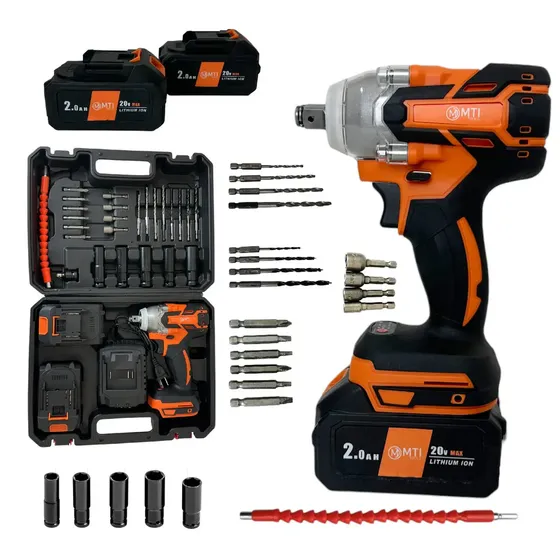 Llave De Impacto Mti Inalambrica 20 V 2 Baterias Accesorios Naranja Claro 50 Hz/60 Hz