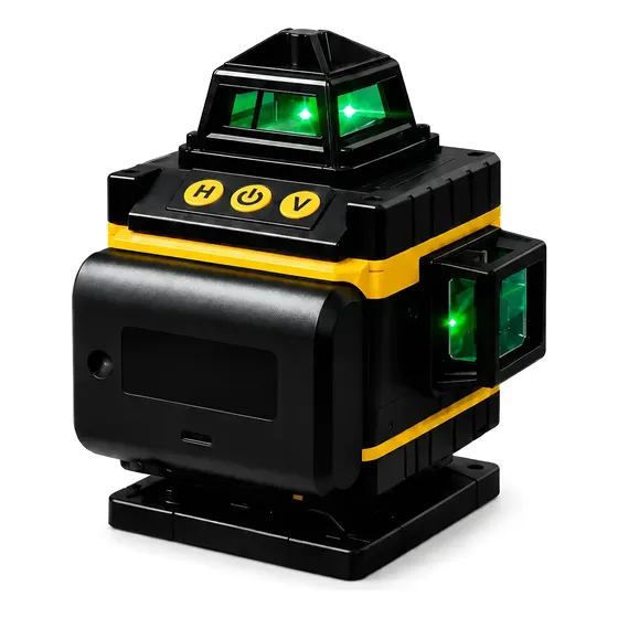 Nivel Láser 4d Verde 360 Para Albañilería Y Nivelación Negro/verde