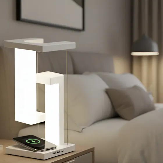 Lámpara Flotante Con Cargador Inalámbrico - Mesa De Luz