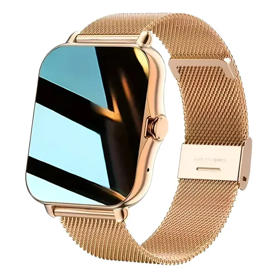 Smartwatch Hd Con Llamadas Malla Milanesa Dorado