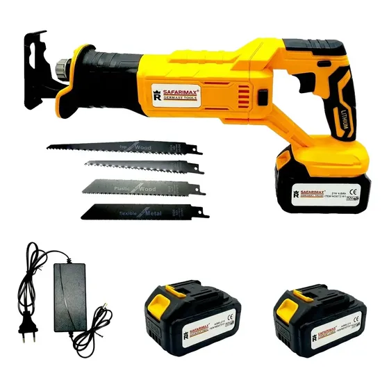 Sierra Sable Inalámbrica Safarimax 21V con Kit de 2 Baterías y Cargador Rápido