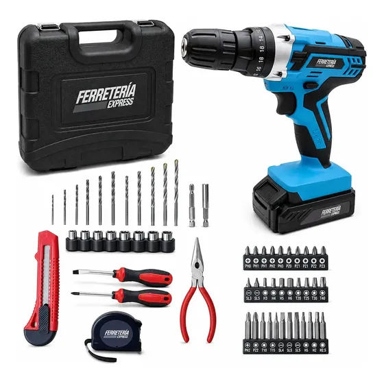 Taladro Atornillador Inalámbrico Ferreteria Express 20V Li-ion Mandril 10mm