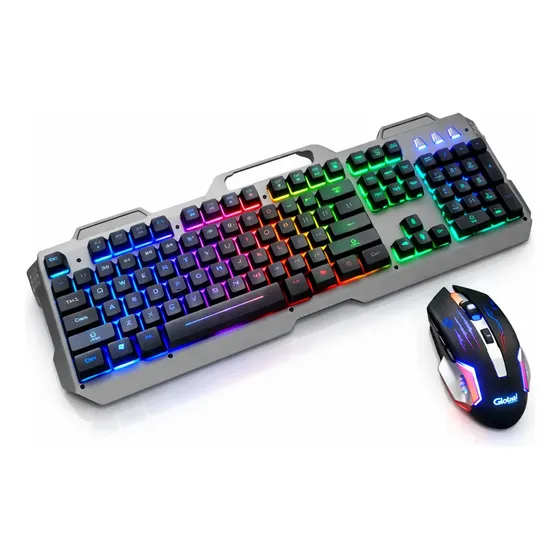 Kit Teclado Mecánico Anti-Ghost y Mouse Óptico 3200dpi Global KL151 Gamer USB