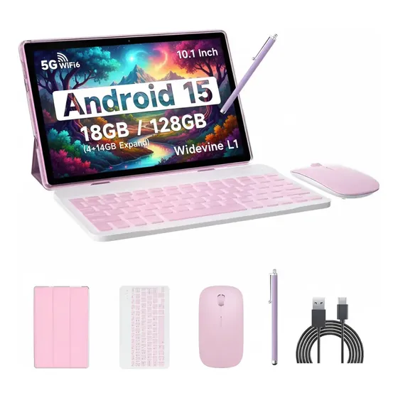 Android 15 Tablet Con Teclado 10p 18gb Ram + 128gb Rom 2025