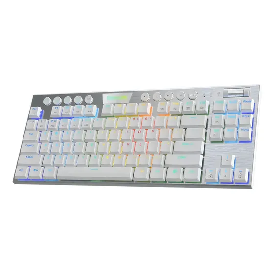 Teclado Gamer Inalámbrico Redragon Horus K621w Tkl Blanc Rgb Blanco Español Latinoamérica