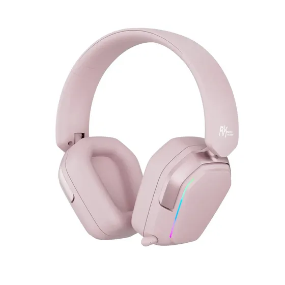 Auriculares Gaming Rk Royal Kludge Hg101 Pink 7.1, Bluetooth 5.3 y 2.4 GHz, Triple Mode Wireless And Cable, Retractil Micrófono With Ruido Cancelation, Rgb, Compatibles With Pc Ps4 Ps5 Switch
