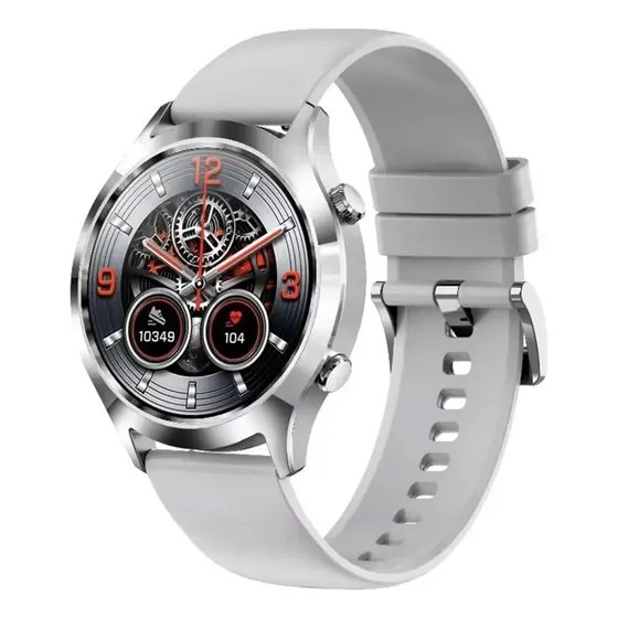 Reloj Smartwatch Bluetooth Ritmo Cardíaco Presion Arterial Caja Gris Malla Gris Bisel Gris Diseño De La Malla Milanese