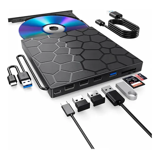 Lectora Grabadora Cd Dvd Unidad Externa 7 En 1 Usb 3.0