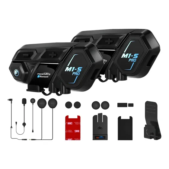 Intercomunicador para Casco Moto Fodsports M1-S PRO Audífonos Bluetooth con Manos Libres, Sistema Comunicación, Intercomunicación Bidireccional de 2000m 10 Conectados IP65 con Voz en Español