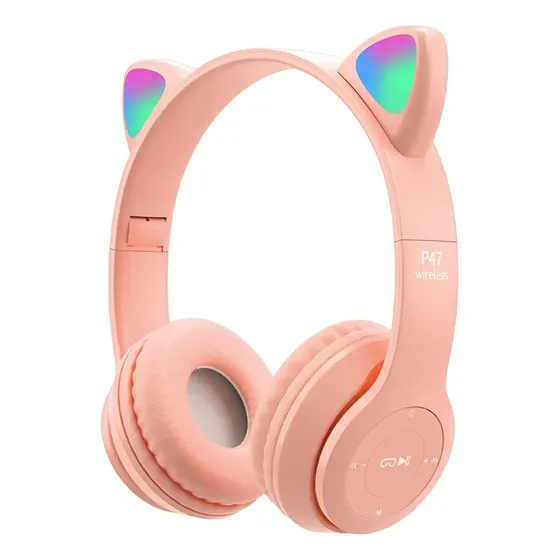 Auriculares Inalámbricos Mti P47m Bluetooth Led Rgb Radio Sd Rosa