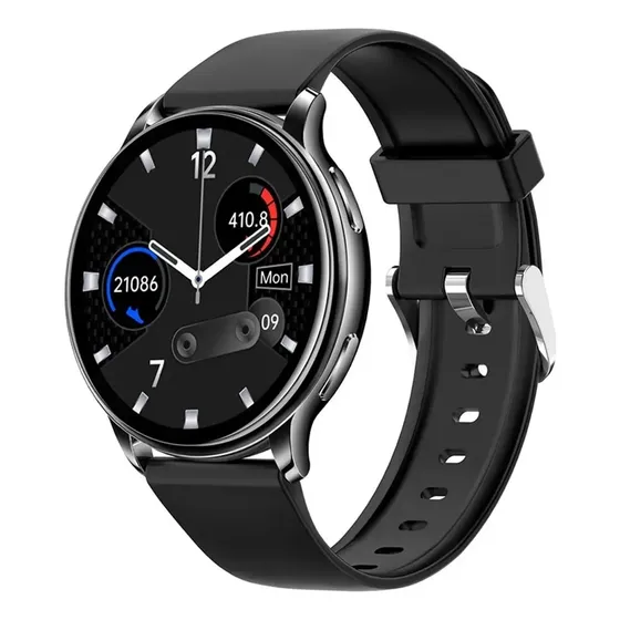 Reloj Smart Watch Fitness Pantalla Hd Sensor Temperatura Caja Negro Malla Negro Bisel Negro Diseño De La Malla Negro