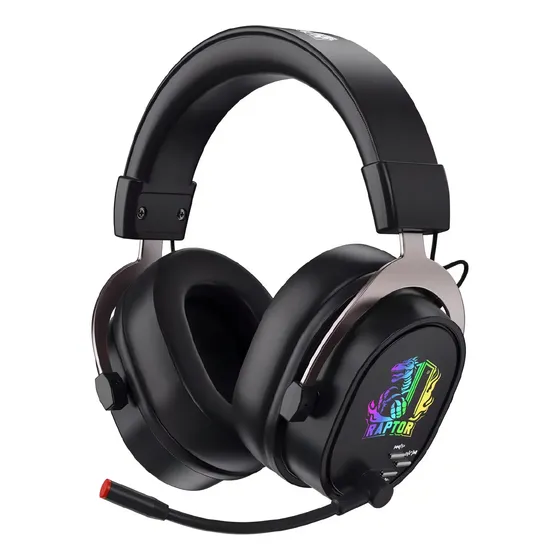 Auricular Gamer Inalámbrico Raptor Inferno Pro Microfono Desmontable 15 Horas de Bateria X 7.1 C/ Dongle Negro