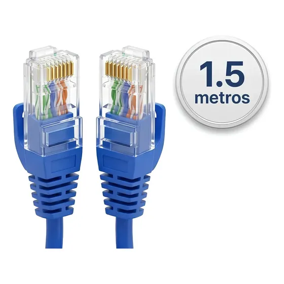 Cable Red 1.5mt Ethernet Rj45 Azul Internet Patch Cord Lan Conexion Modem Router Switch Notebook Computadora Smart Tv Ps4 Ps5 Xbox Consola Gigabit Velocidad Premium Resistente