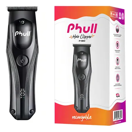 Maquina Profesional De Cortar Pelo Phull P-593 Trimmer Baberia Color: Negro