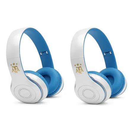 Combo Auriculares Inalambricos Vincha X2 Seleccion Argentina Blanco
