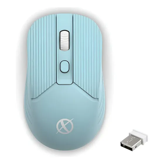Mouse Inalámbrico Recargable Xinua M2 Celeste 1600 DPI USB