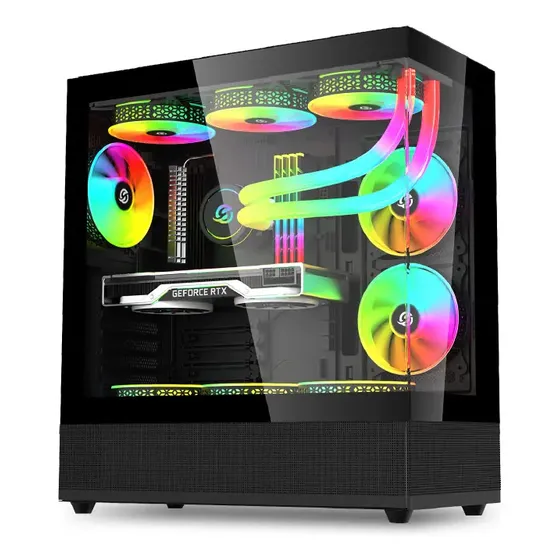 Gabinete Gamer Solarmax Cm-b930 3 Fan Argb Vidrio Templado Color Negro
