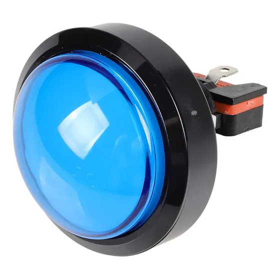 Boton Pulsador Arcade Mame Retro Con Luz Led Azul 60mm