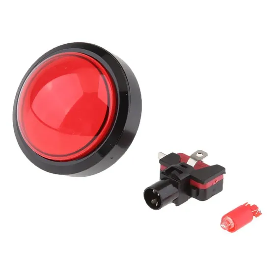 Boton Pulsador Arcade Mame Retro Con Luz Led Rojo 60mm