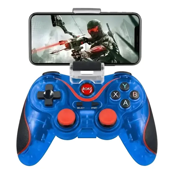Joystick Bluetooth Celular Pc Android Windows C/soporte Azul/negro